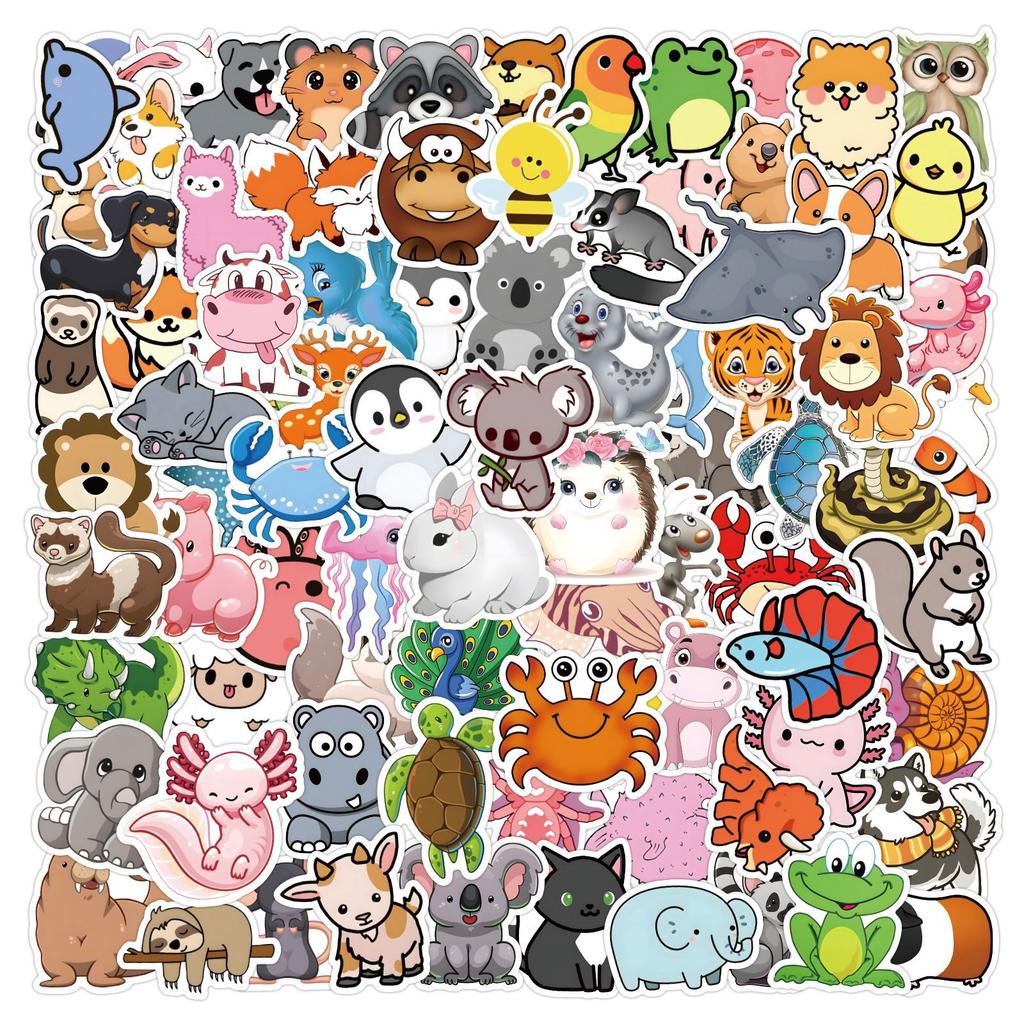 120 Cartoon Small Animals Doodle Stickers Decorative Suitcase Notebook Skateboard Water Cup Waterproof Stickers