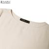 ZANZEA Women Casual Round Neck Solid Color Loose Long Sleeve Long Dress