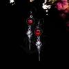 New Gothic Punk Sliver Color Vampire Bird Skull Round Red Glass Crystal Dangle Earrings for Women Heathen Wizard Jewelry Gifts