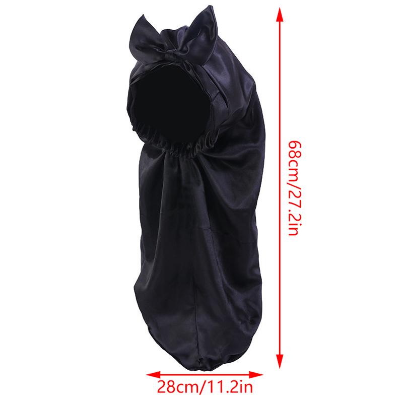 Bowknot Braid Bonnet, Unscented Satin Sleep Cap With Elastic Band And Long Tie For Women - Breathable Night Hair Bonnet