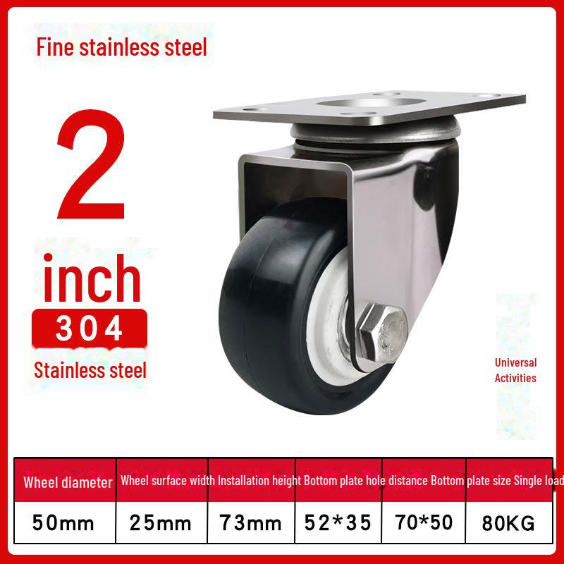 Medium 304 Stainless Steel Silent Caster Wheels with Brakes - Available In 3", 4", and 5" Sizes (Anti-Rust & Labor-Saving)