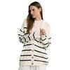 Striped Knitted Cardigan Autumn and Winter New V-neck Sweater for Women