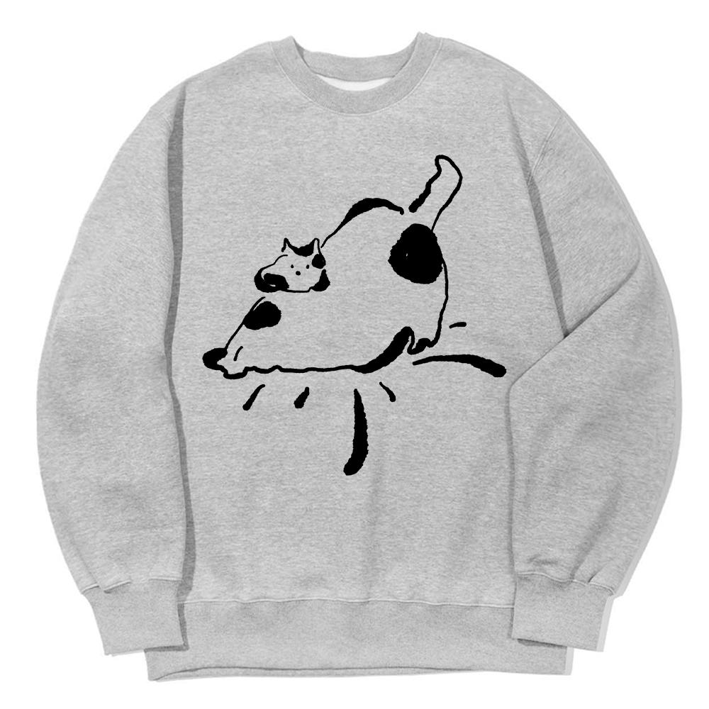 AWESOMEUS Stretching Spotted Cat Sweat Shirts_3 Color