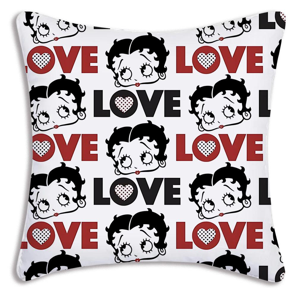 Cute B-Bettys Girl Boops Pillow Covers Cartoon Sofa Decorative Home Double-sided Printing Short Plush Cute Cushion Cover