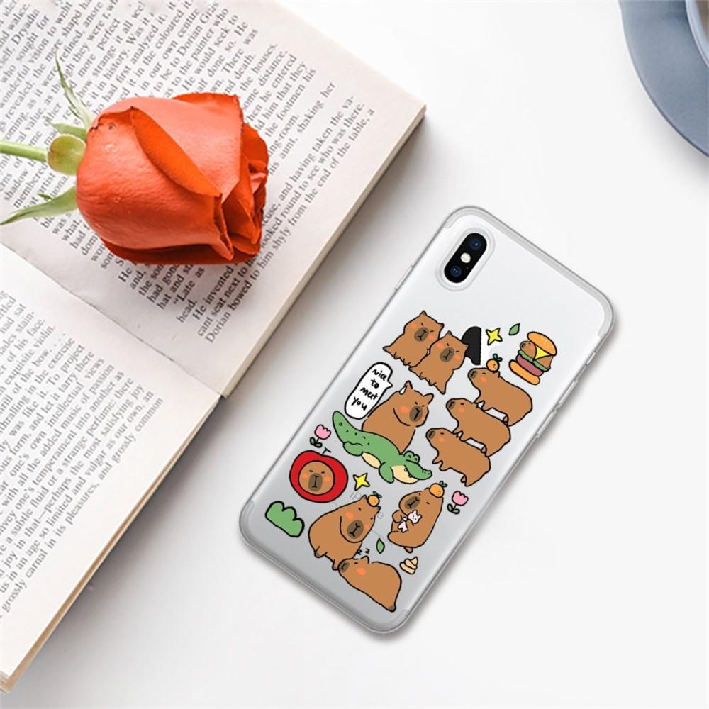 Cartoon Cute Capybara Phone Case For iPhone 14 13 12 11 Pro Max XS X XR SE 2020 6 7 8 Plus Mini Protective Cover