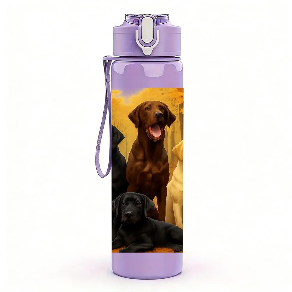 1PC Multi Breed Dog Group Portrait 750ml Color Plastic Sports Water Bottle Leakproof Flip Straw Lid For Sports Office Home Use