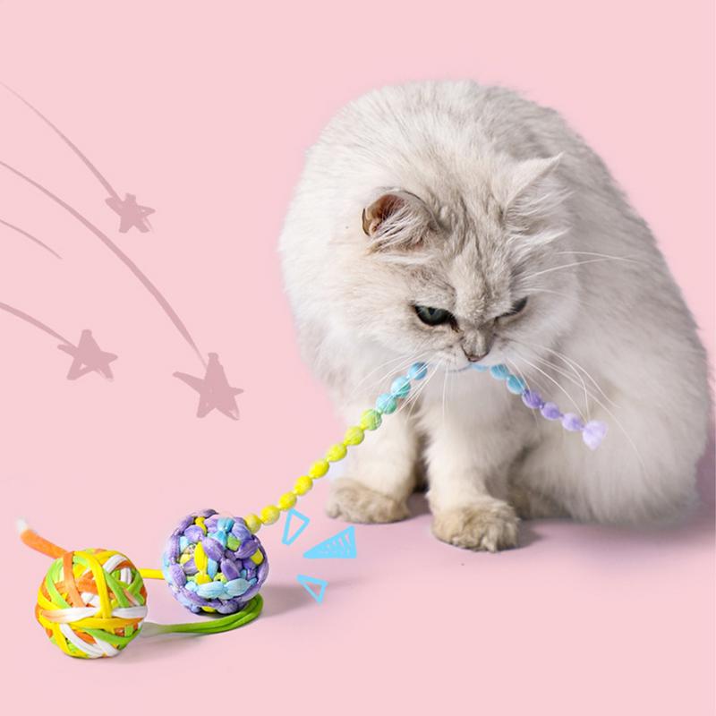 Interactive Cat Ball Interactive Cat Toys Teething Ball 3 Pieces Soft Chew Games With Jingle Bells Teeth Cleaning Supplies For