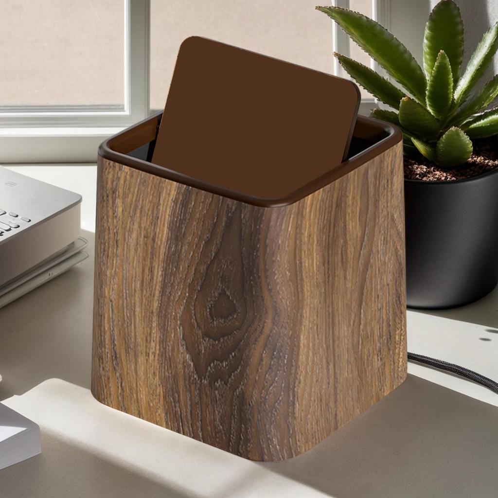 Desk Garbage Can Small Trash Can Waste Basket Retro Dustbin with Lid Space-Saving Wastebasket Container Recycling Bin for Room