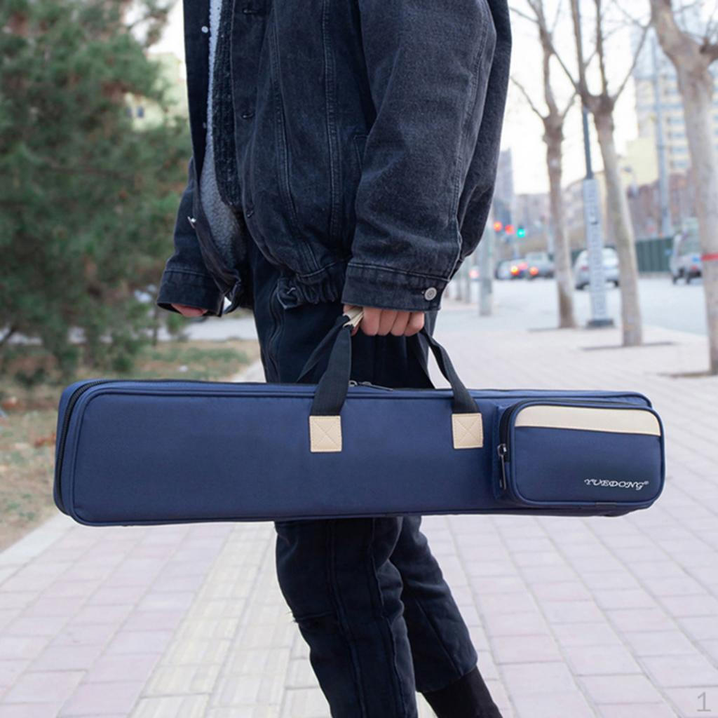 

Сумка для флейты с ручкой для переноски, аксессуары, вмещает 7 флейт, боковой карман, регулируемый плечевой ремень Blue 75cm