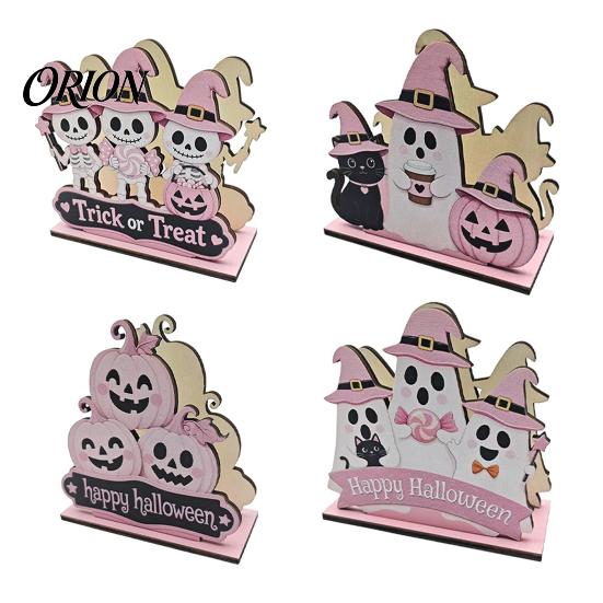 Solid Wood Napkin Tray Halloween Wooden Holder, Cute Pastel Pumpkin Ghost Black Cat Tabletop Tissue Dispenser, Decorative Paper Towel Holder