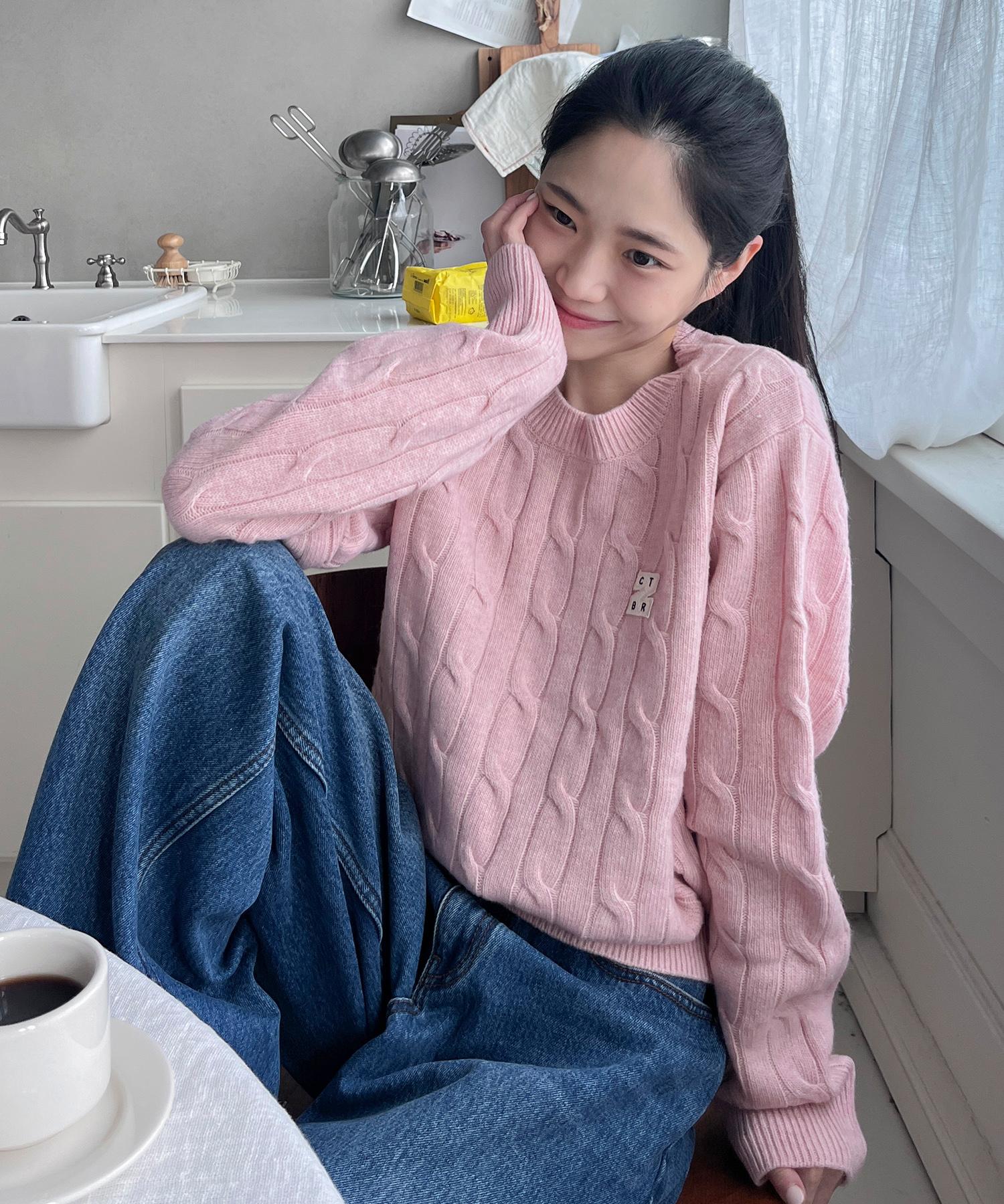City Breeze Essentials Logo Wappen Cable Knit_Pink Pink/Pink
