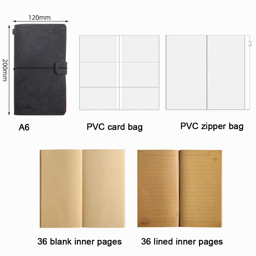 (Logo Can Be Engraved) A6 Student Retro Ledger, Leather Business Notebook with Strap, Notepad, Travel Diary, Portable Memo, Meeting Record Book