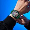New Business Cool Wine Barrel Shaped Hollowed Dial Men's Wristwatch Silicone Strap Waterproof Luminous Quartz Male Watch