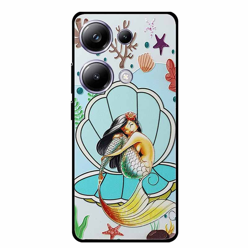 3D Emboss Case For Xiaomi Poco M6 Pro Phone Case Flower Silicone Soft Back Cover For Xiaomi Poco M6 Pro Case PocoM6 M 6 Pro Capa