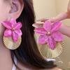 Shell Shape Orchid Flower Shell Earrings Oil Drip Ear Pendant Floral Ear Studs  Festival