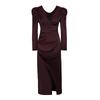 Elegant V-Neck Waist-Cinched Slimming Long-Sleeved Dress for Women