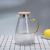 1800ml Verdickter Hitzebeständiger Krug aus Gehämmertem Glas mit Bambusdeckel