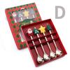 Christmas Spoon Set Cute Coffee Spoon Creative Stirring Spoon Fork Dessert Fork Christmas Gift Box Cutlery 4-Piece