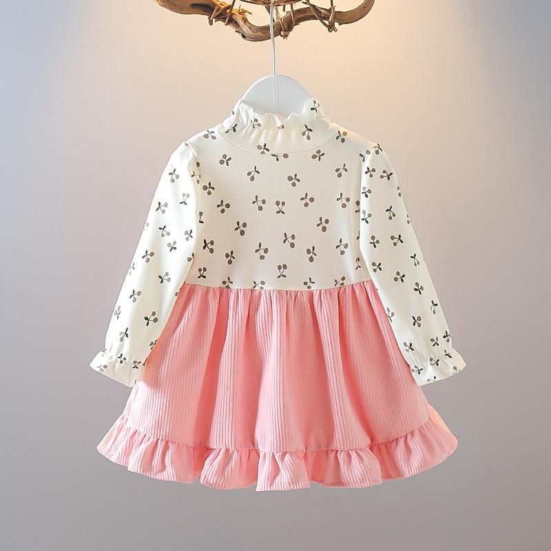Girls' Spring and Autumn Set New Korean Version Children's Corduroy Corduroy Skirt Bottom Shirt Fake Two Sets