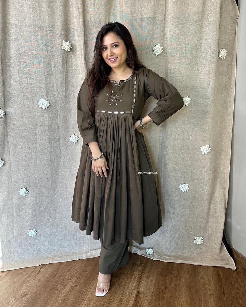 Indian Designer Pure Cotton Kurta Pant Set Women Bollywood Top Tunic Kurti Dress