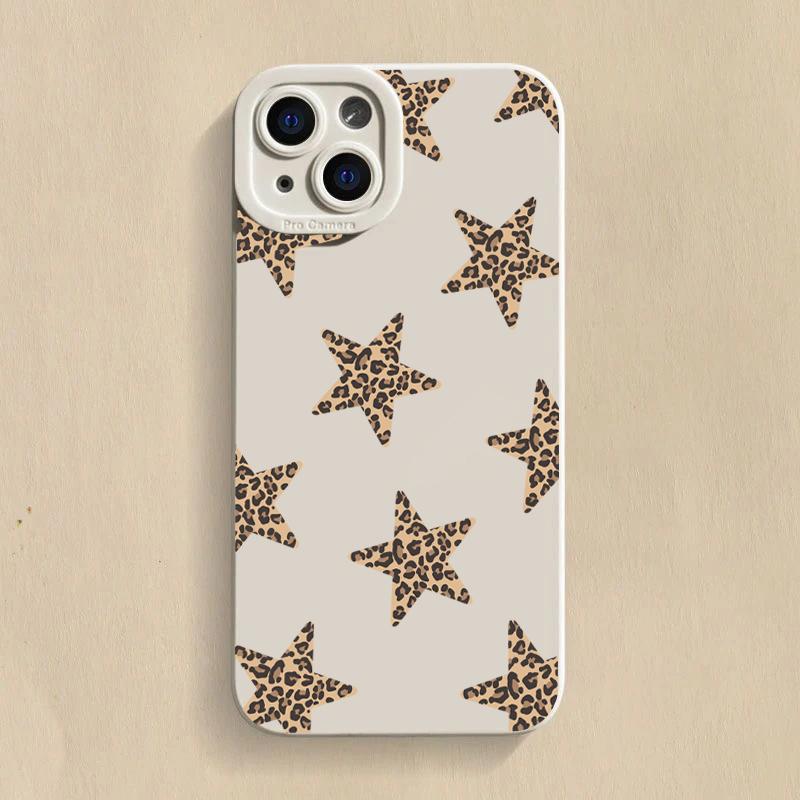 Leopard Print Star Bow Silicone Phone Case For Xiaomi Mi 15 14T 13T 12T Pro 14 13 11 Lite 5G NE Poco F6 F5 X5 M6 X7 Pro Cover