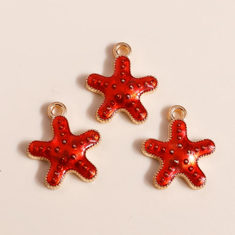 Leslie 10pcs Mix Cute Enamel Marine Organism Starfish Charms Pendants of Necklace Earrings Keychain Handemade DIY Jewelry Making
