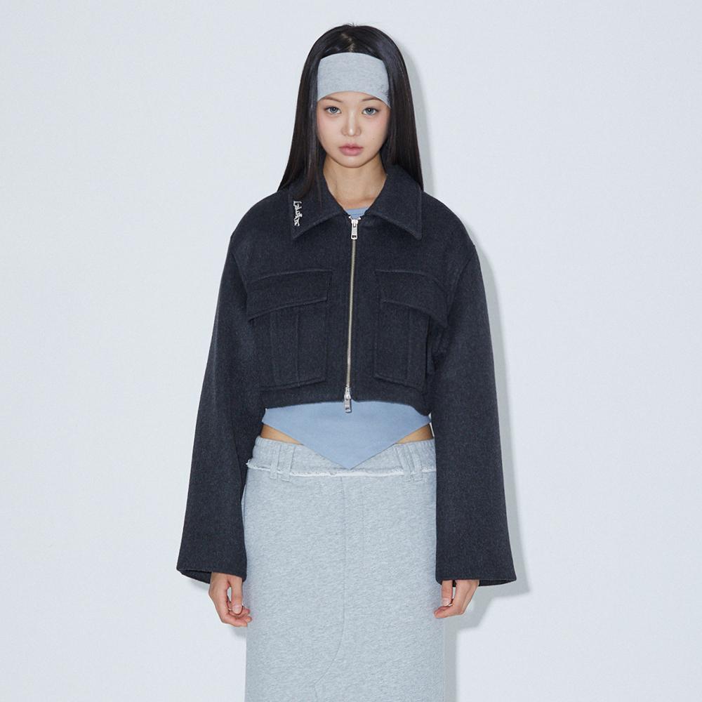 Lalafox Two-Way Crop Jacket Charcoal Bp3Wj004