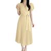 ZANZEA Women Casual V-Neck Summer Short Sleeve Pleated Dres