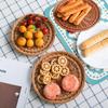 Hardness Rattan Wicker Woven Serving Baskets Plastic Handwoven Dried Fruit Dim Sum Snack Plate 3 Styles Household Rattan Basket