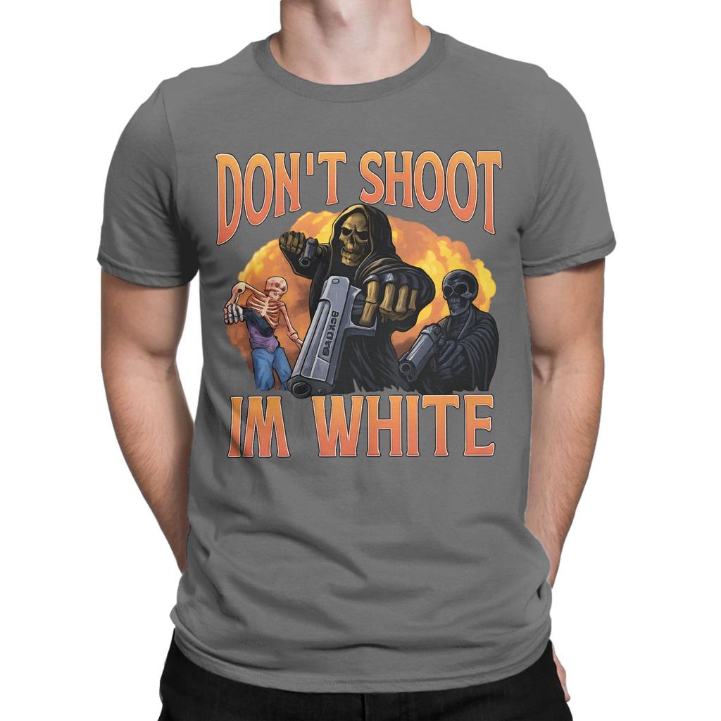 Men Funny Dont Shoot Im White Meme Graphic T Shirts 100 Cotton Clothes Amazing Short Sleeve Crew Neck Tees New Arrival TShirt