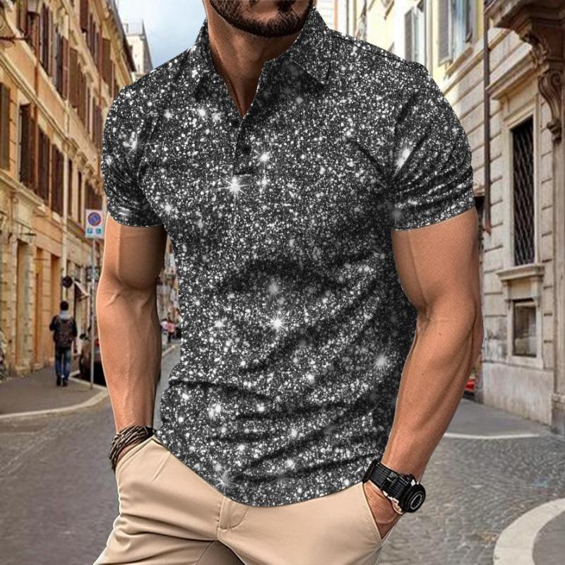 Men's POLO Printed Button Casual T-shirt Top