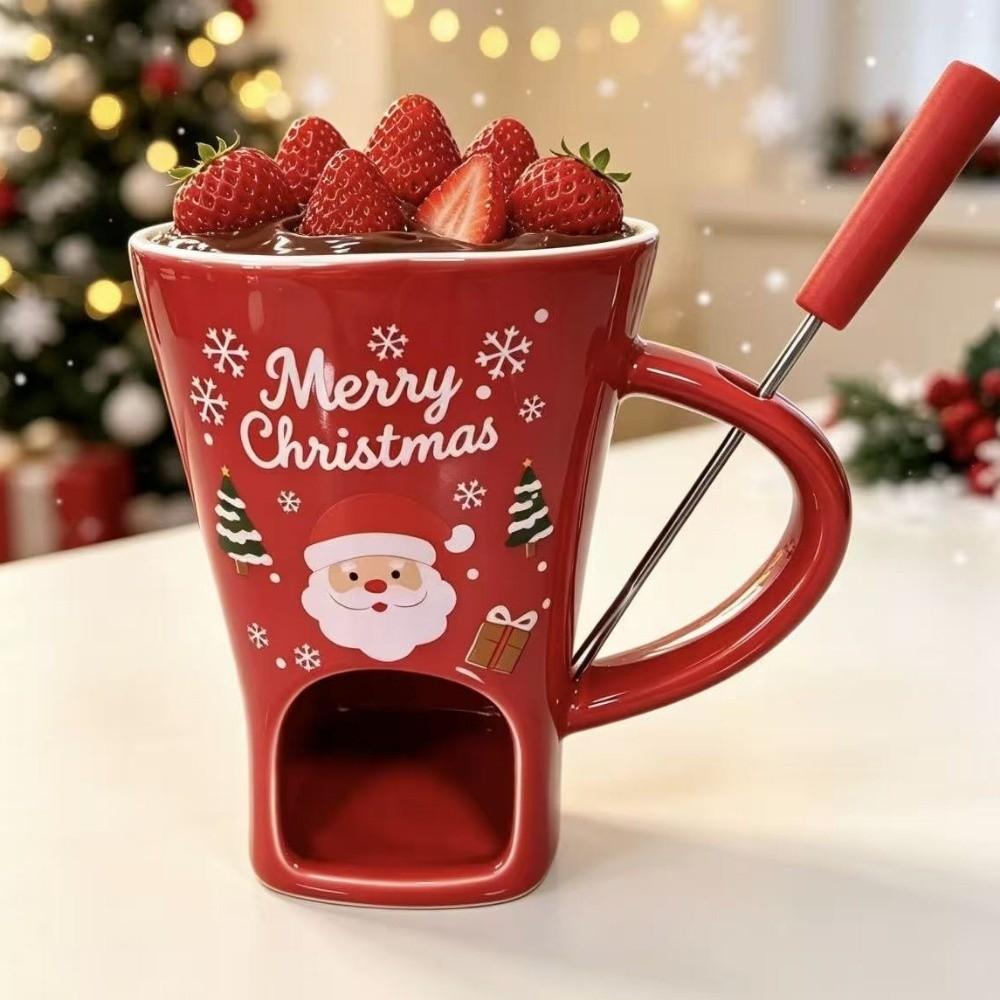 Keramický hrnek na čokoládové fondue Žáruvzdorný keramický ohřívač na svíčku Vánoční oslava