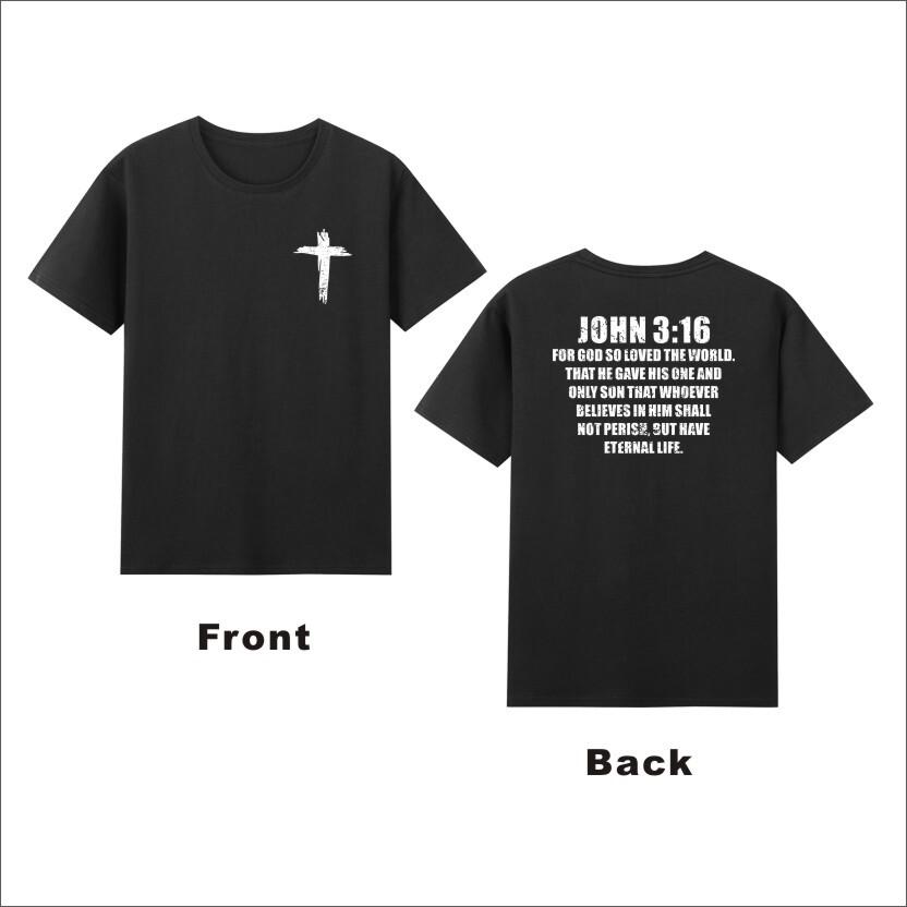 John 316 Jesus Christian Bibles Cross Faith TShirt S