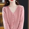 Dámský kašmírový kardigan Qinghe kašmír 30% kašmír 70% vlna podzimní a zimní kašmírový zahuštěný kardigan měkký a hřejivý
