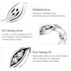 Bamoer Authentic 925 Sterling Silver Simple Lines CZ Pendant Finger Rings for Women Engagement Jewelry
