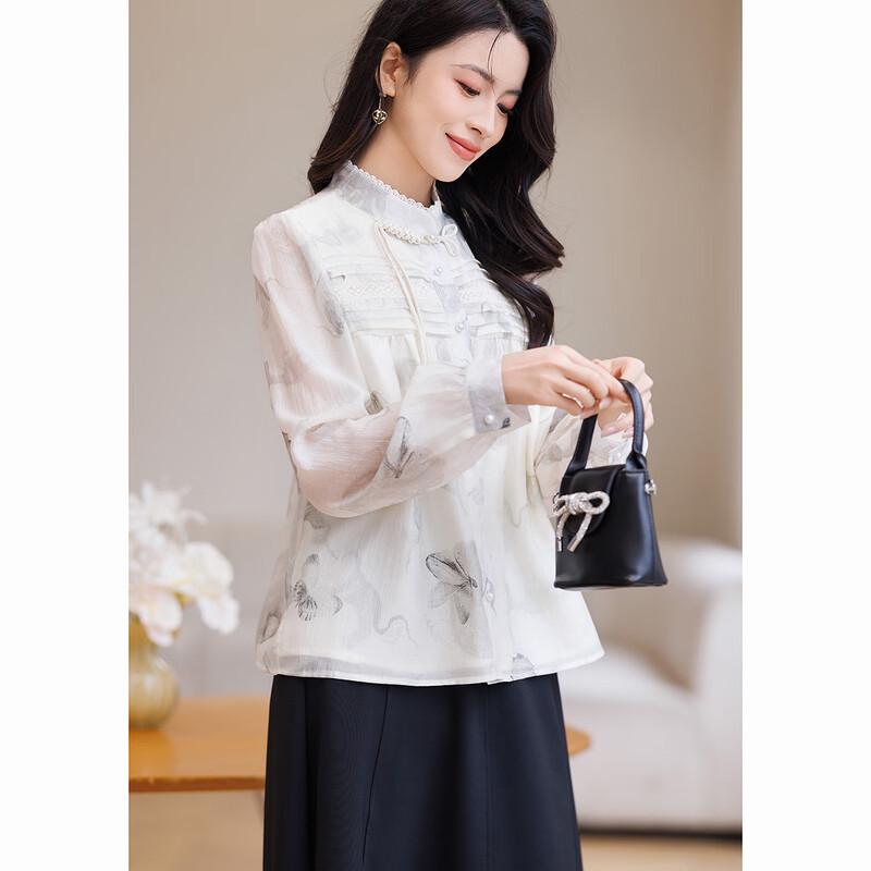 D.F.DEAR New Chinese Style Printed Frog Button Women's Shirt