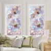 Flowers Window Privacy Film Stained Glass Tulip Butterfly Window Cling Static Glass Sticker for Home Kitchen Office Bathroom