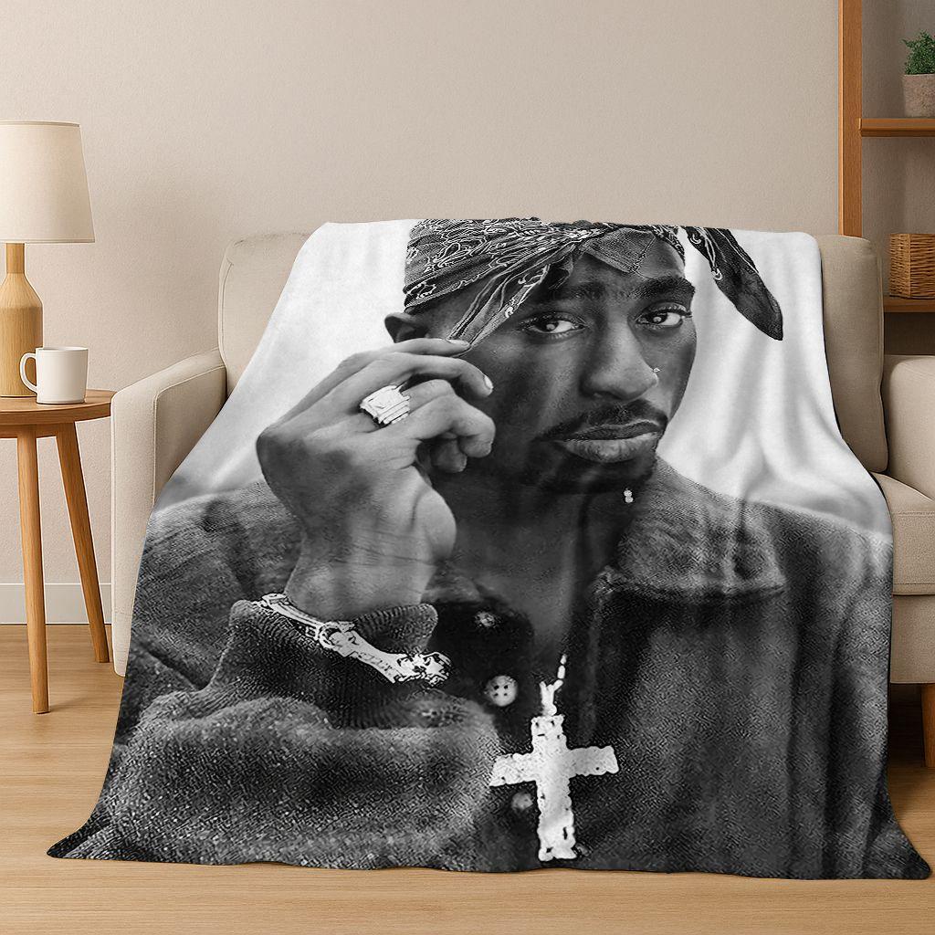 Tupac 2pac Rapper Eminem Hip Hop Rap God Art Flannel Blanket,Cozy Soft Throw Blanket for Home Bedroom Bed Sofa Cover Kids Gift