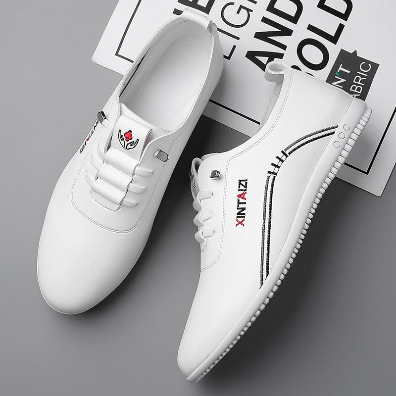Men's Leather Shoes New Breathable Deodorant White Casual Shoes Soft Sole Soft Surface Leather Shoes Men