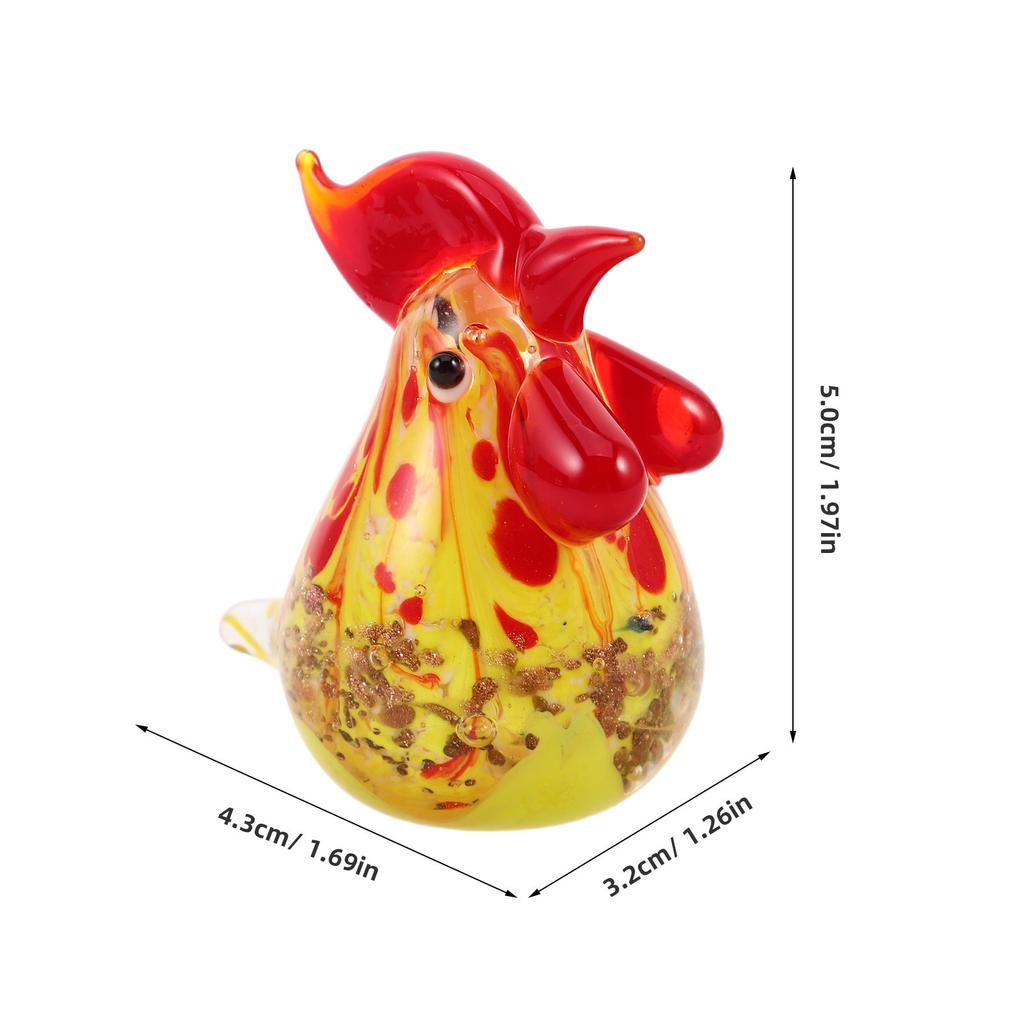 Glass Rooster Sculpture Colorful Gradient Mini Chicken Statue Decorative Home Desktop Kitchen Ornament Handcrafted Artistic