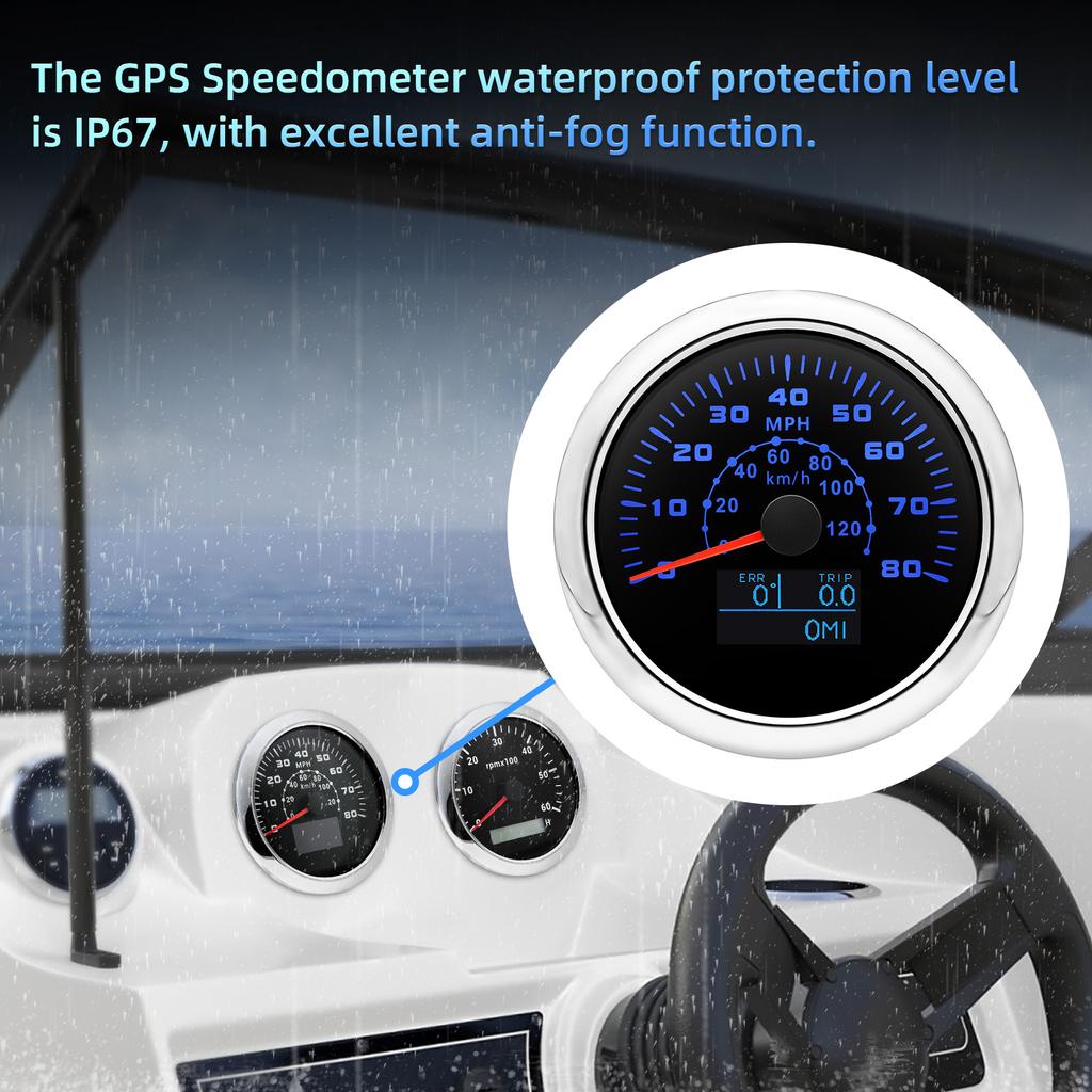 IP67 Wasserdichter Digitaler Geschwindigkeitsmesser 0~80MPH/0~120Km/h GPS Tacho Universal für Auto LKW Boot Bus Geländefahrzeuge 12V 24V