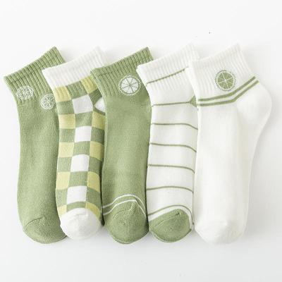 5Pairs frauen Frühling und Sommer Neue Kurze Baumwolle Socken Japanische Süße Casual Cartoon Paar Boot Socken