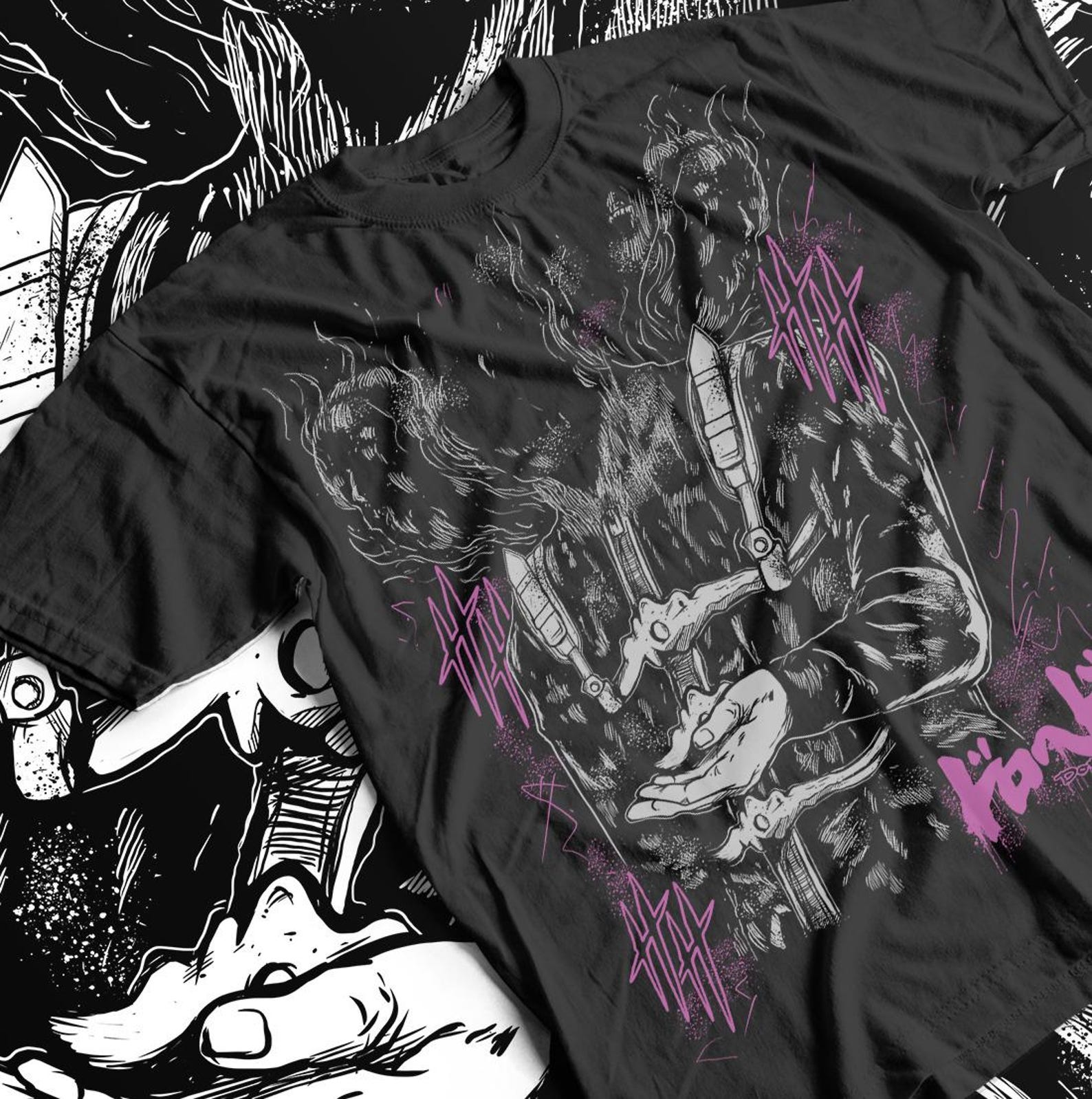 Dorohedoro Caiman & Nikaido Manga Tee | Anime Character Shirt L