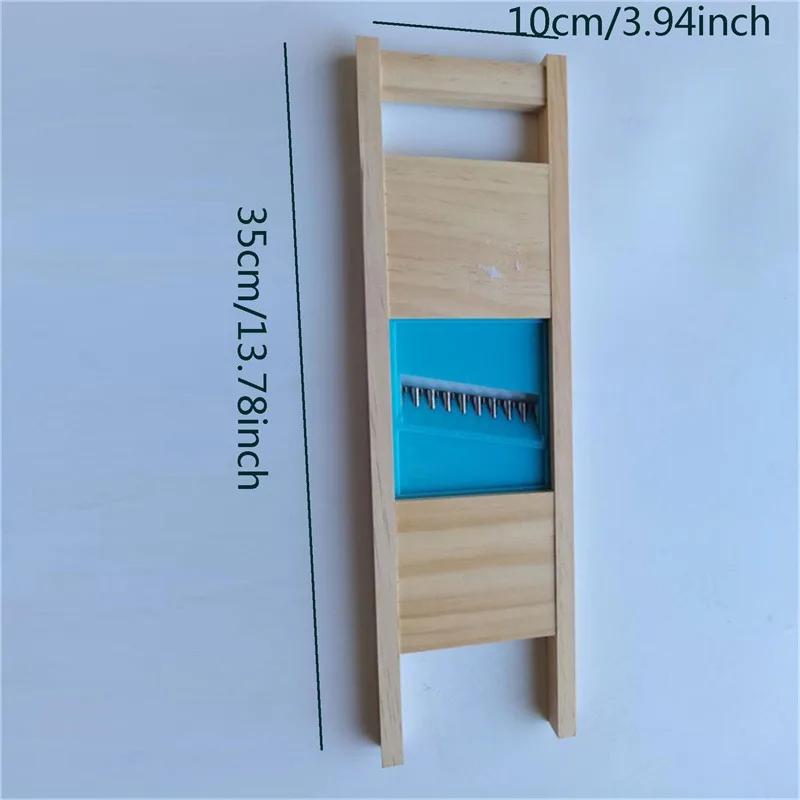3-in-1 Stainless Steel Fries Grid Cutter - Rust-Resistant Potato &Vegetable Slicer with Wooden Base for French Fries&Hash Browns