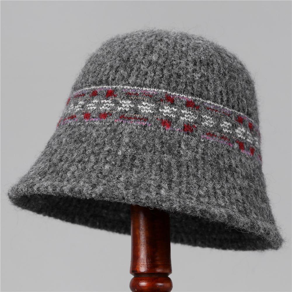 Solid Color Bucket Hat Women S Big Head Circumference Knitted Plush Bucket Hat Japanese Versatile Warm Women S Hat M（56-58cm）