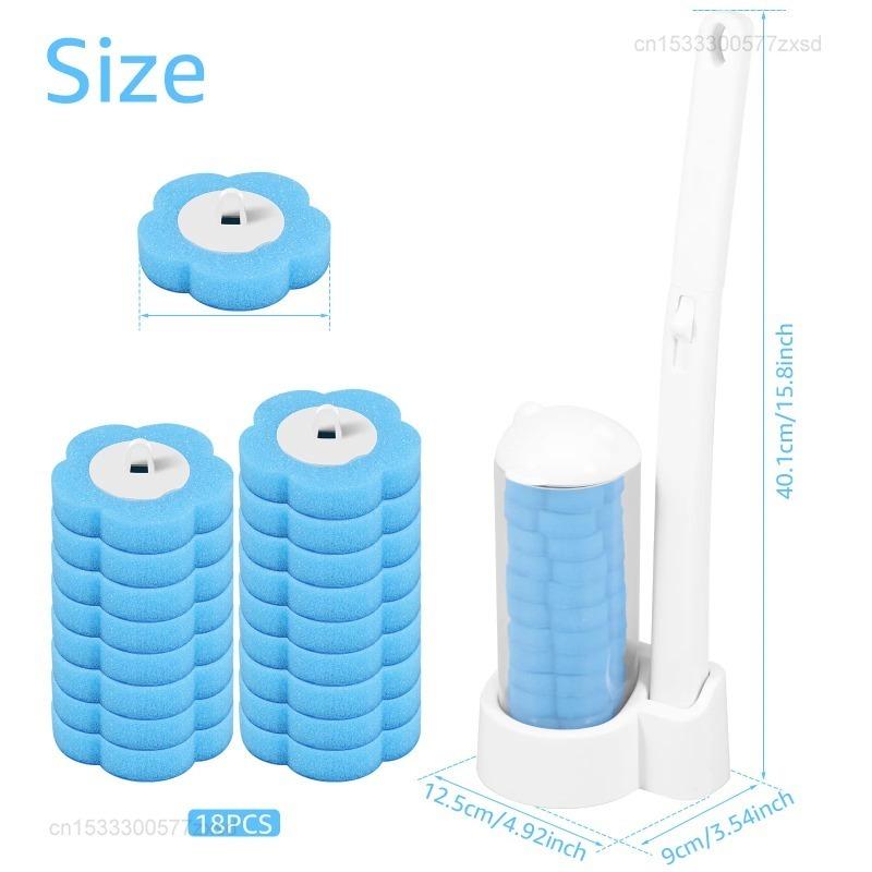 18-36 Pezzi Spazzolone WC Monouso con Manico Esteso Porta Spazzolone WC da Bagno Kit di Pulizia Testa di Ricambio Pulizia Profonda a 360°