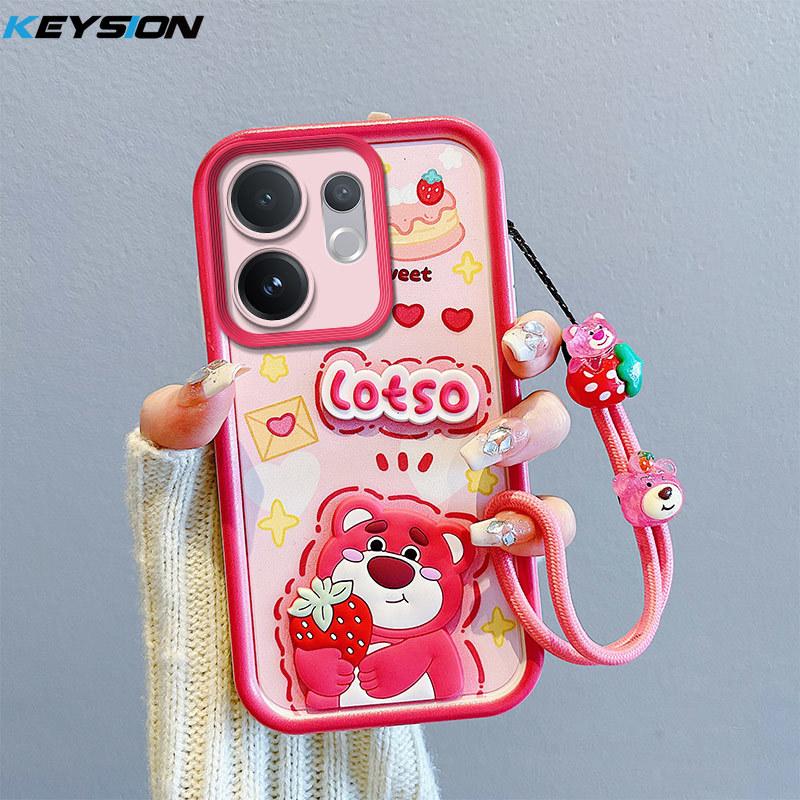 

KEYSION Shockproof Case for VIVO V60 with Lanyard Soft Silicone Cute 3D Cartoon Doll Phone Back Cover for VIVO V60 5G for VIVO V60