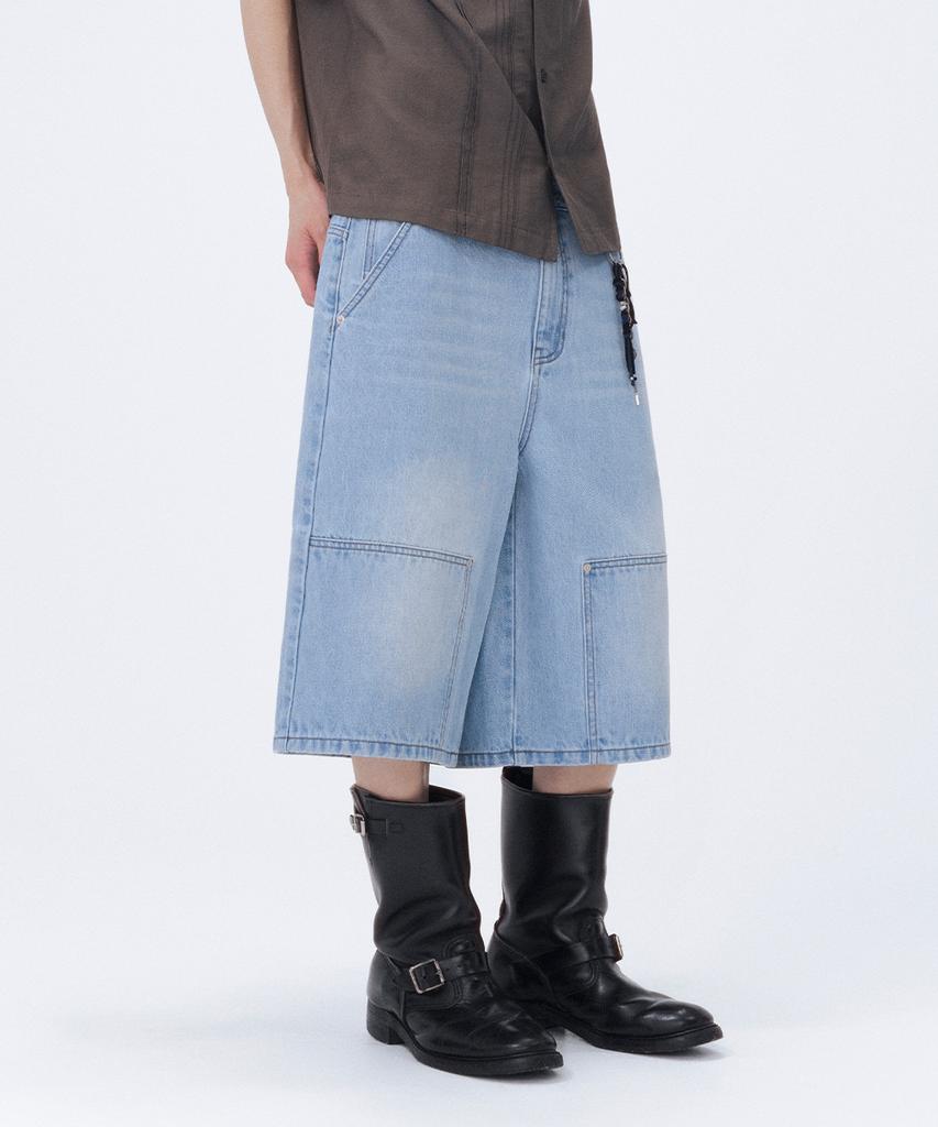 Misekiseoulmaen Double Knee Denim Bermuda Light Blue