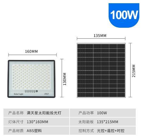 Solar Outdoor Multi-power LED Energy-saving Waterproof Floodlight Remote Control Corridor Garden Garden Balcony Garage Lighting