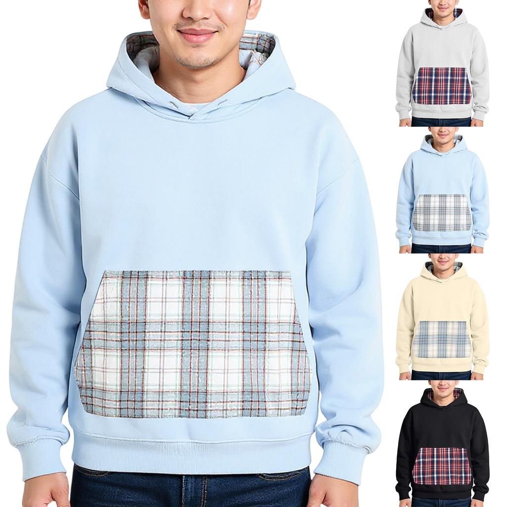 Men's Hooded Sweatshirt, Contrasting Color Sweatshirt, Sports  Loose Casual Jacket